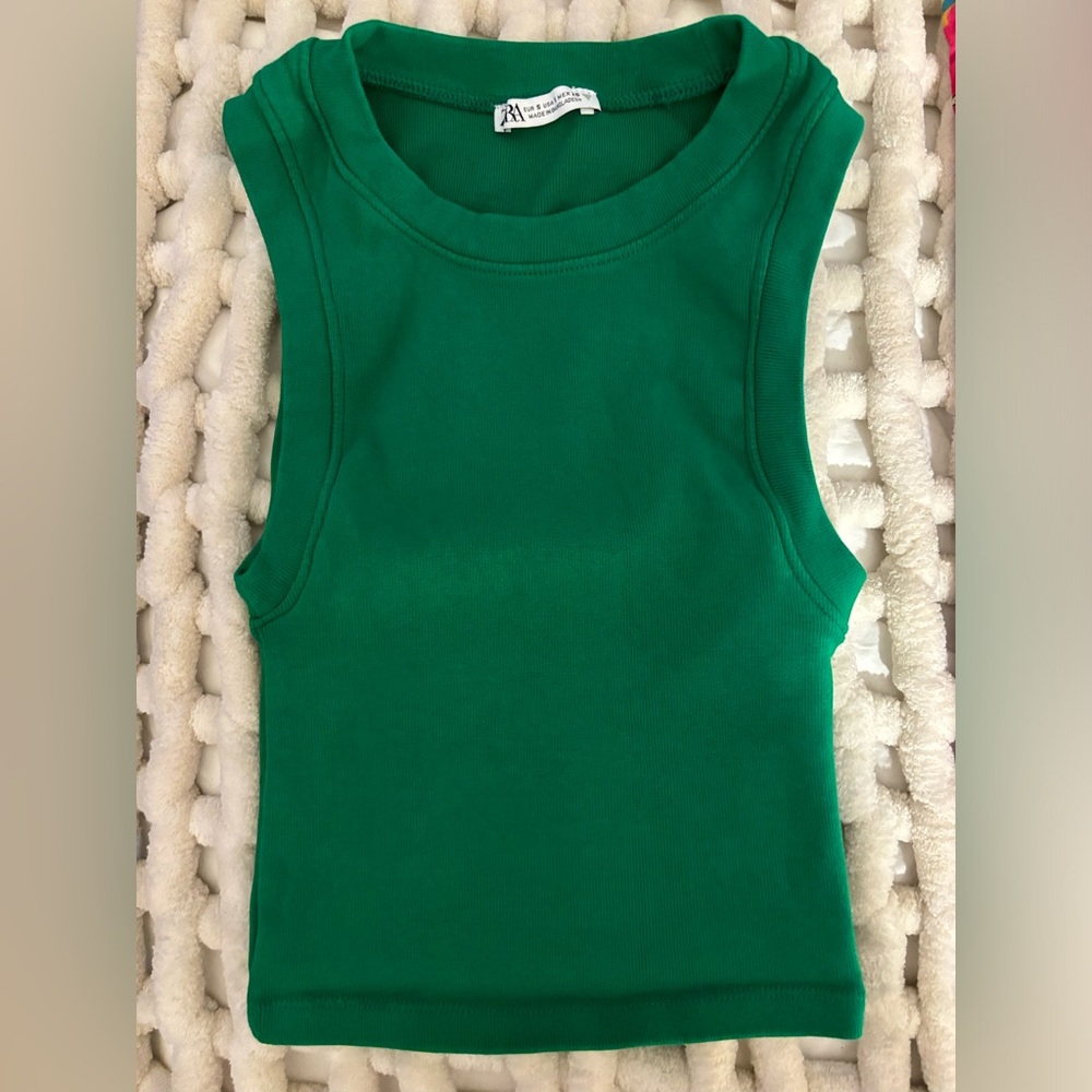 ZARA Emerald Green Crop Tank Top